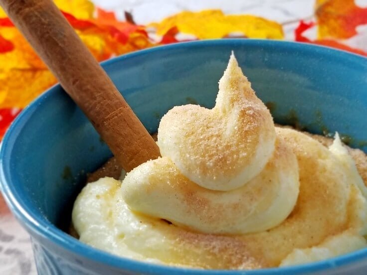 microwave vanilla chai latte mug cake dessert recipe with cream cheese frosting