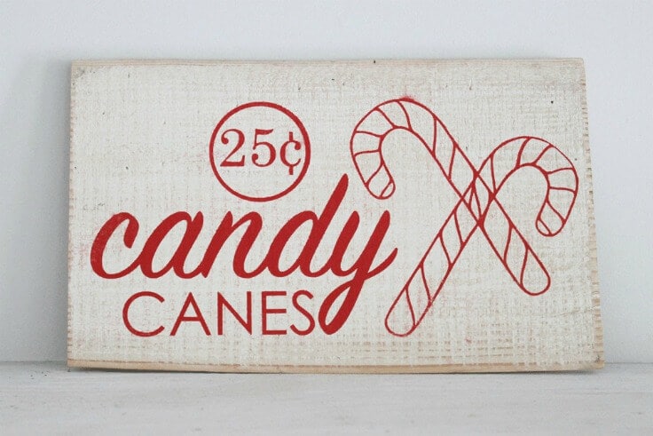 Candy Canes Wood Sign from The Summery Umbrella featured on Kenarry.com