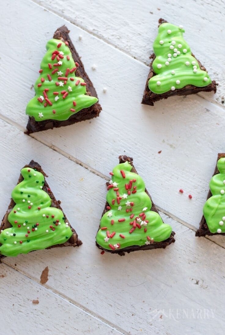Oh yum! Peppermint Brownie Christmas Trees would be so much fun to bake and decorate with the kids for a holiday party or special treat.