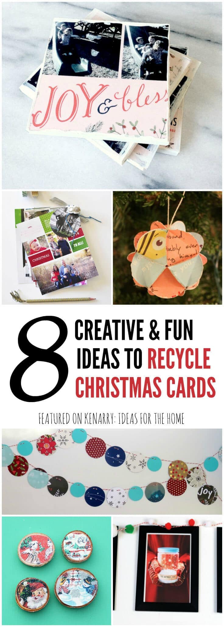 What fun ways to recycle Christmas cards to use for crafts and decor! Use any of these 8 ideas to upcycle your holiday cards and continue to enjoy them long after the season is over.