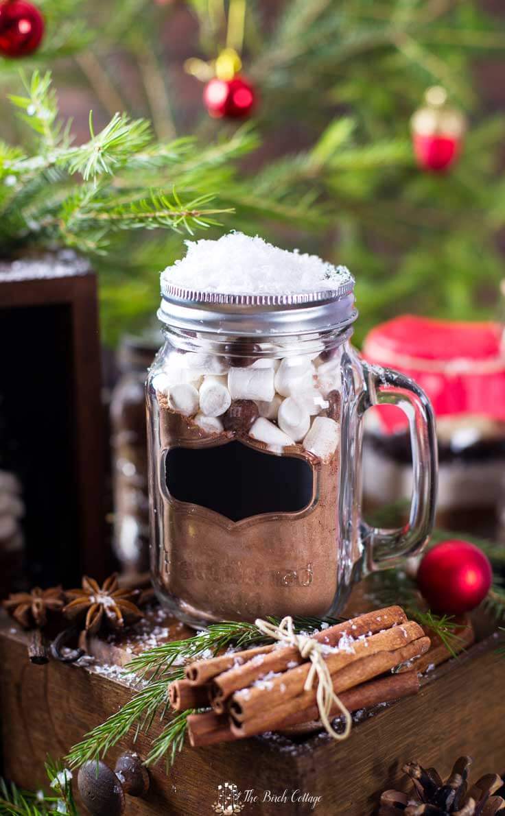 Easy DIY homemade hot chocolate mix in a mason jar
