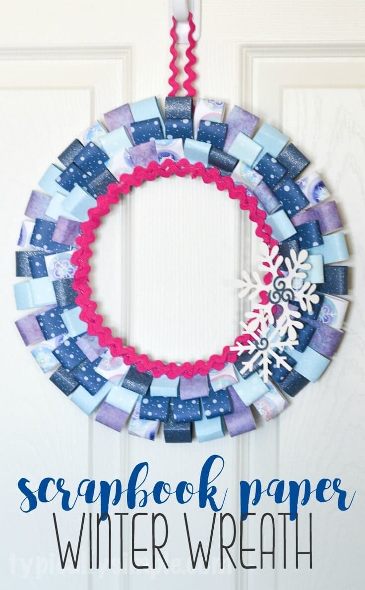 With just a few basic craft supplies and some paper from your scrapbooking stash, make this paper wreath to decorate your home for winter!