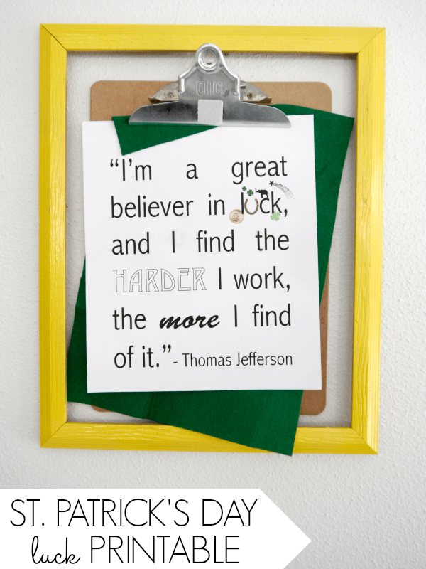 Luck Quote {Free Printable} – Creating Really Awesome Free Things (C.R.A.F.T.) - St. Patrick's Day Home Decor Ideas featured on Kenarry.com 