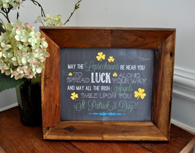 Irish Blessing Chalk Art Free Printables – Made in a Day - St. Patrick's Day Home Decor Ideas featured on Kenarry.com 
