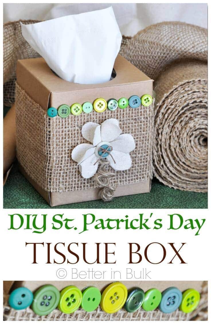 DIY St. Patrick’s Day Tissue Box Make-Over – Food Fun Family - St. Patrick's Day Home Decor Ideas featured on Kenarry.com 