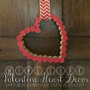 Wine Cork Valentine Heart Decor Printable Pattern; TrishSutton.com