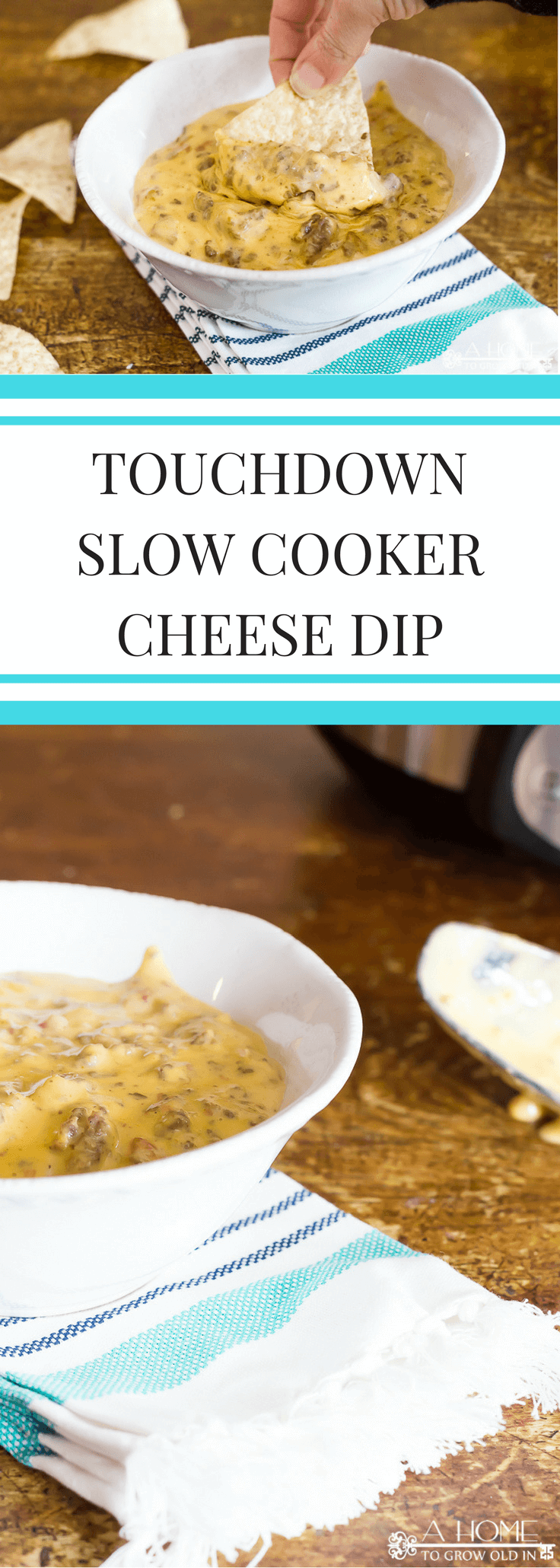 This Touchdown Slow Cooker Cheese Dip recipe will make you the MVP of your next Super Bowl party or get-together! This is one you must try!
