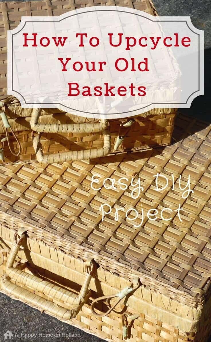 How to upcycle an old wicker basket - easy makeover idea to bring you old picnic baskets right up to date and create a perfect storage solution