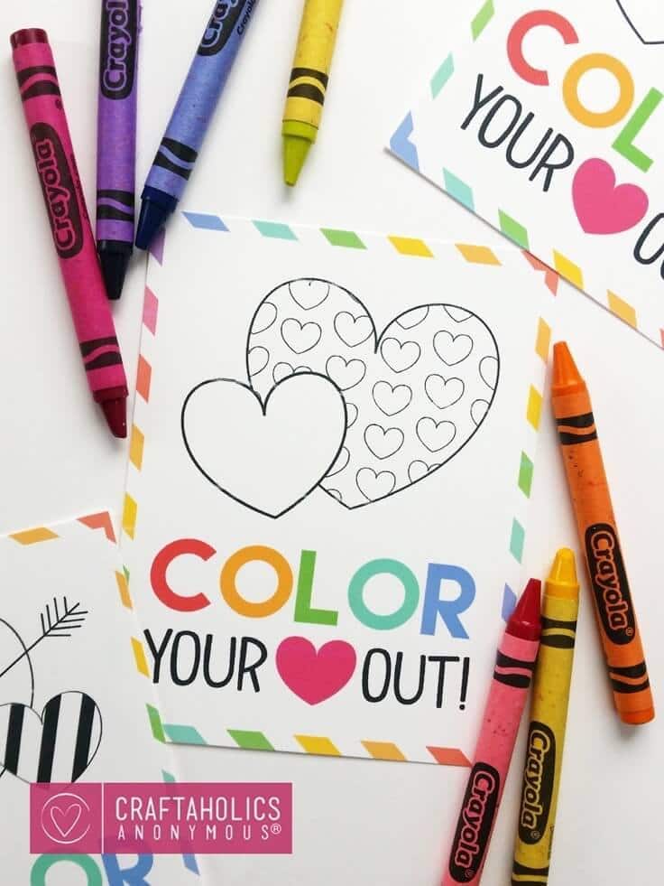 Color Your Heart Out – Craftaholics Anonymous - Free Printable Valentines featured on Kenarry.com