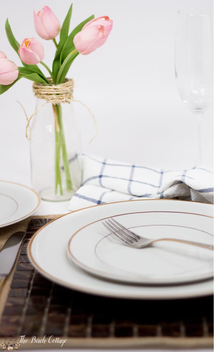 Dress up your Valentine's Day tablescape with this easy DIY Tile Placemats tutorial from The Birch Cottage.