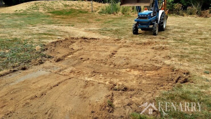 Excavating the backyard for a pond 