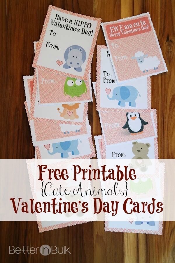Cute Animal Valentine’s Day Cards {Free Printable} – Food Fun Family - Free Printable Valentines featured on Kenarry.com