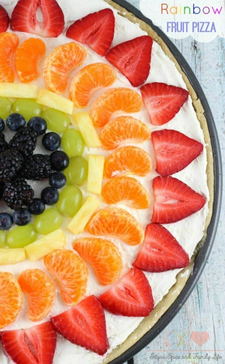 Rainbow Fruit Pizza - Sugar, Spice and Family Life - St. Patrick's Day Desserts featured on Kenarry.com