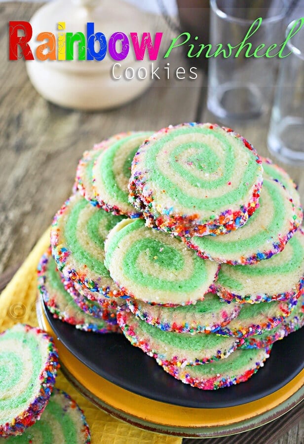 Rainbow Pinwheel Cookies – Kleinworth & Co. - St. Patrick's Day Desserts featured on Kenarry.com