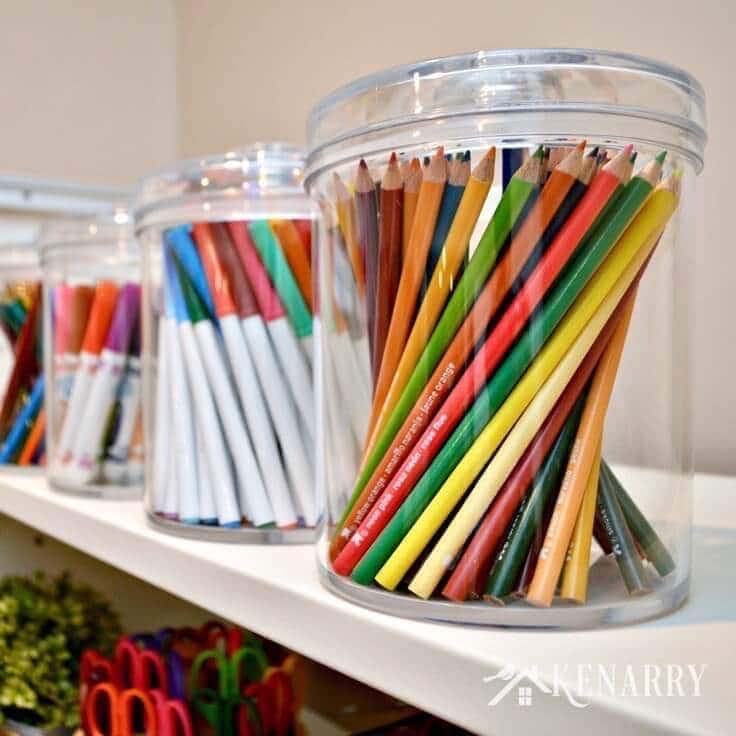 Love this craft room tour! So many colorful decorating ideas and easy organizing ideas that would work great for a kid's art room or a creative home office space.