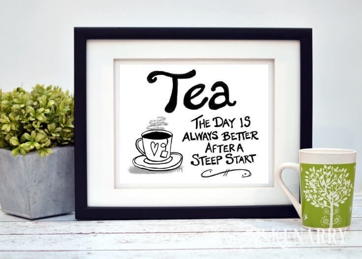 This digital printable tea wall art would look so cute hung as kitchen prints, near a dining room or above a coffee bar to showcase your favorite hot beverage.