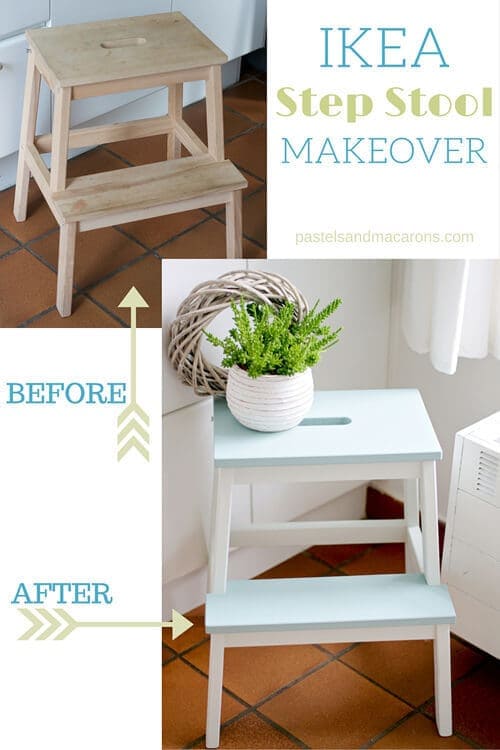 Ikea Step Stool Makeover by Pastels and Macarons