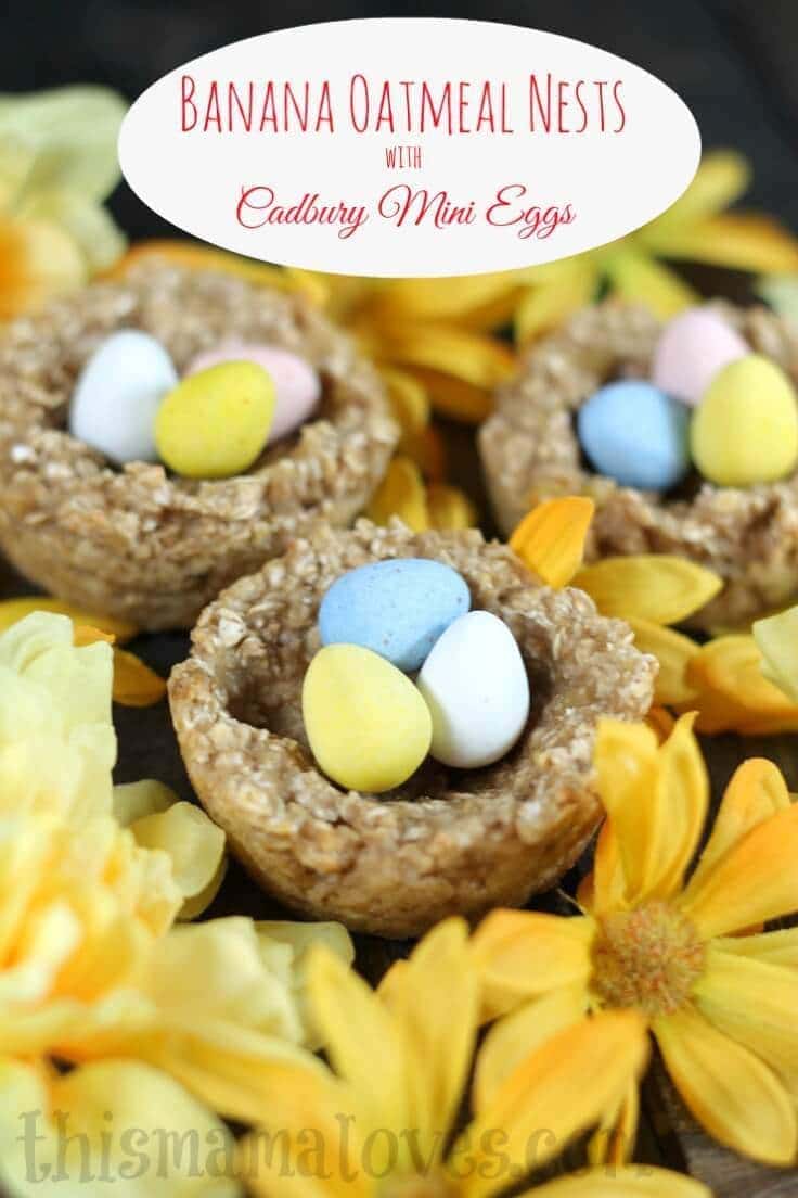 Banana Oatmeal Nests Recipe - This Mama Loves - Easter Desserts featured on Kenarry.com