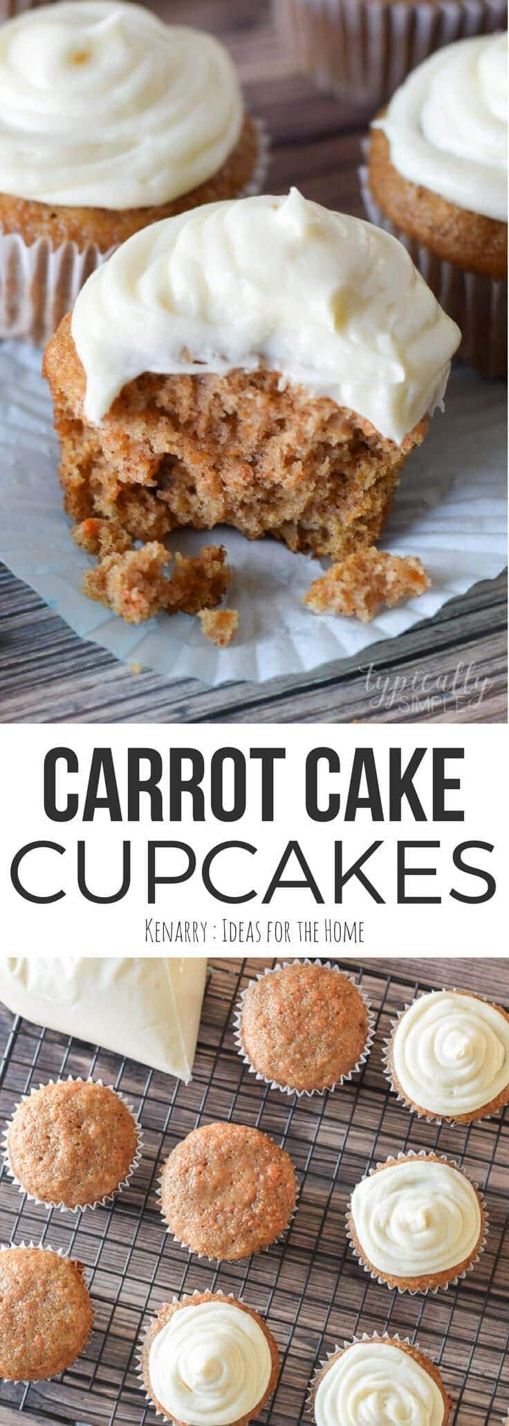 graphic for carrot cake cupcakes with cream cheese frosting