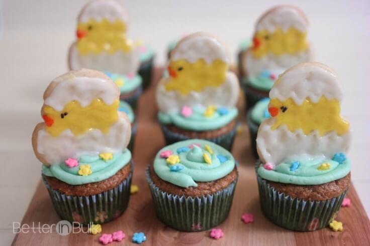 Light Carrot Cake Cupcakes {With Hatching Chick Cookies} - Food Fun Family - Easter Desserts featured on Kenarry.com