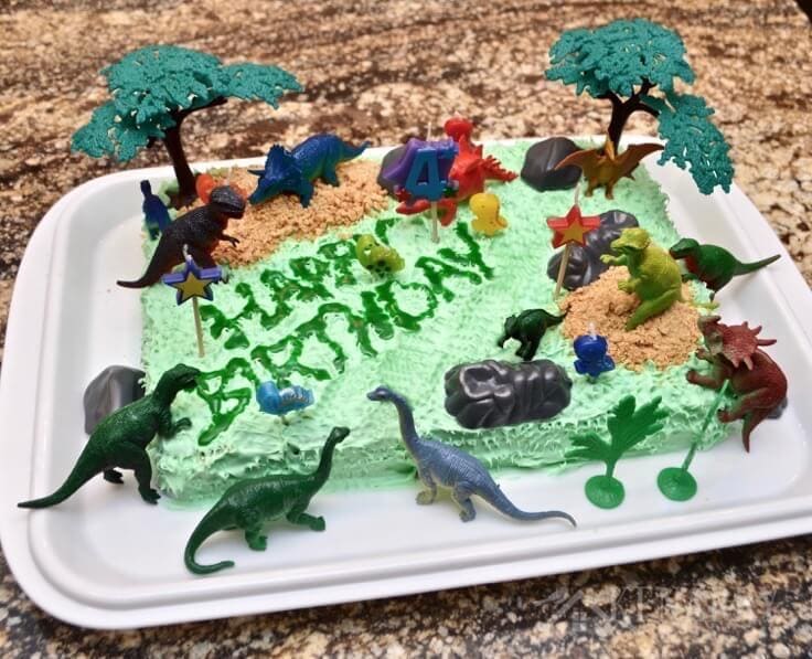 What a cute and super easy idea for a dinosaur birthday cake! My child would love the other clever Jurassic or dinosaur party ideas too.