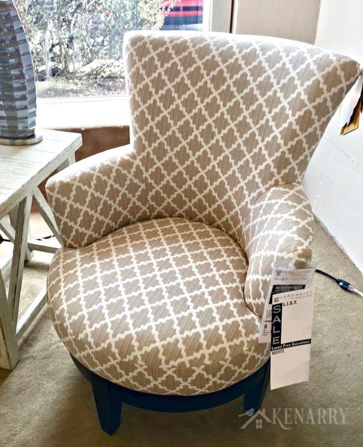 Swivel Chair from Best Furniture selected for new sunroom addition on a renovated cottage