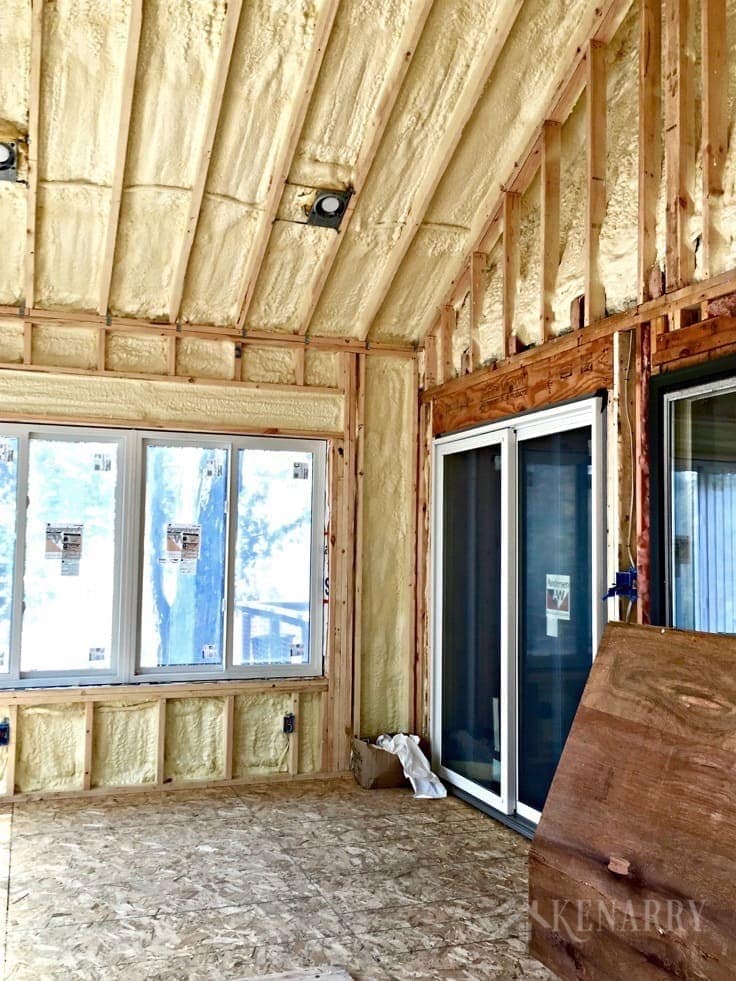 In progress photo of new sunroom addition on a renovated cottage