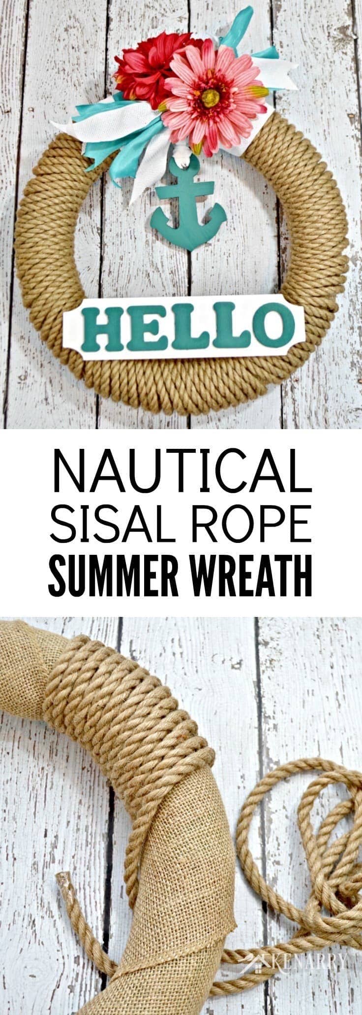 If you love to decorate your home or cottage with coastal decor, this Nautical Wreath using sisal rope and an anchor is an easy must-make craft idea for summer.