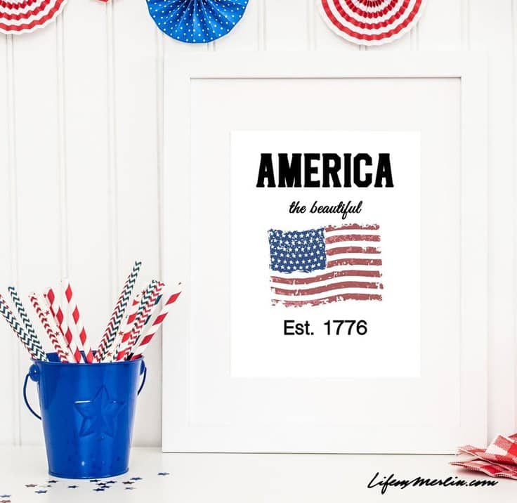 Patriotic Inspirational Quote Printable for Easy Home Decor – My Joyful Spirit - Patriotic Decor Ideas for the 4th of July featured on Kenarry.com