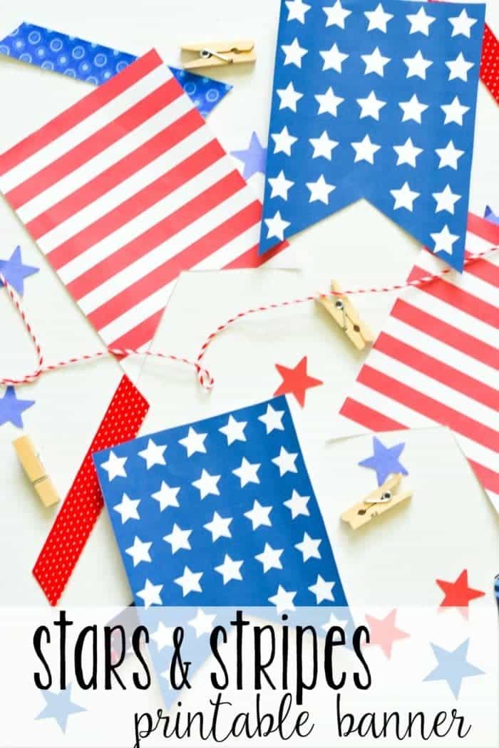 Stars and Stripes Printable Banner – Typically Simple - Patriotic Decor Ideas for the 4th of July featured on Kenarry.com