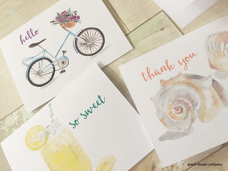 FREE Summer Watercolor Note Cards