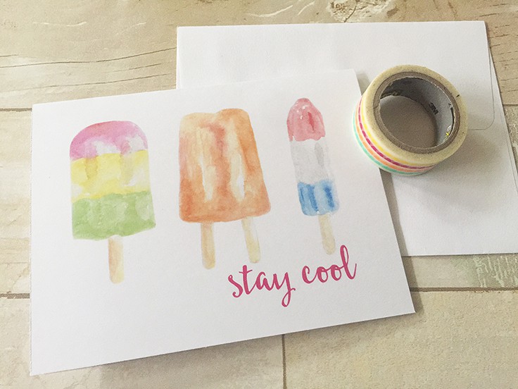 FREE Summer Watercolor Note Cards