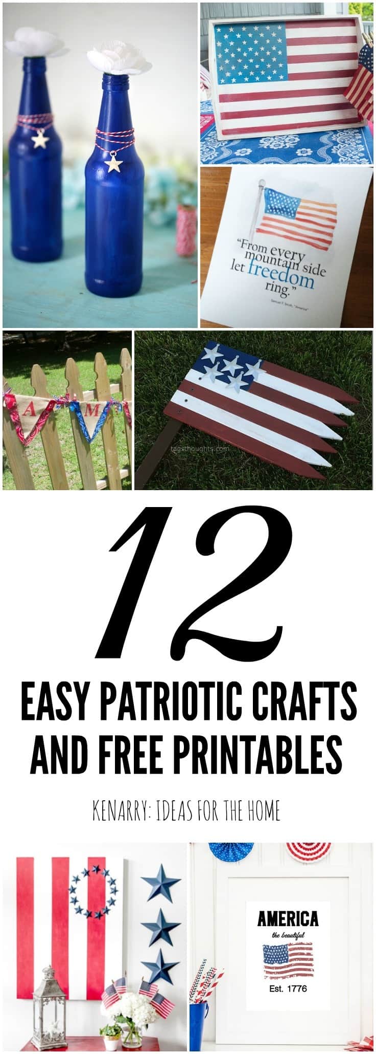 These 12 patriotic decor ideas are perfect for 4th of July or as home decor for Memorial Day, Labor Day and Veteran's Day too! These easy crafts and free printables will help you quickly turn your home into a star-spangled sensation!