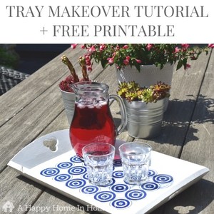 DIY tray makeover - easy tutorial showing you how to upcycle old wooden trays in to modern home decor accents using just a little paint, some mod podge and free printable