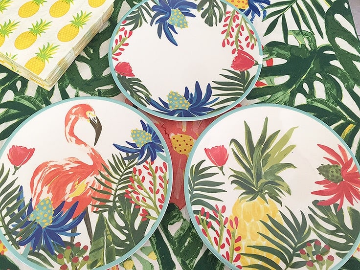 Tropical decorated plastic plates from Target