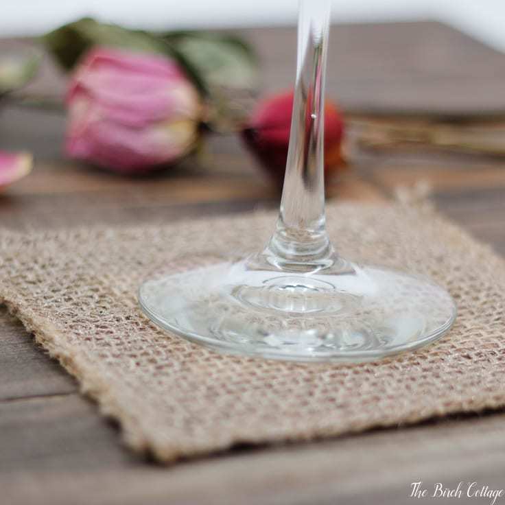 Make these Burlap Coasters from burlap ribbon from The Birch Cottage