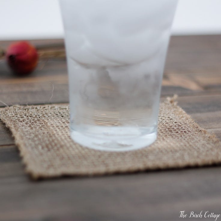 Make these Burlap Coasters from burlap ribbon from The Birch Cottage