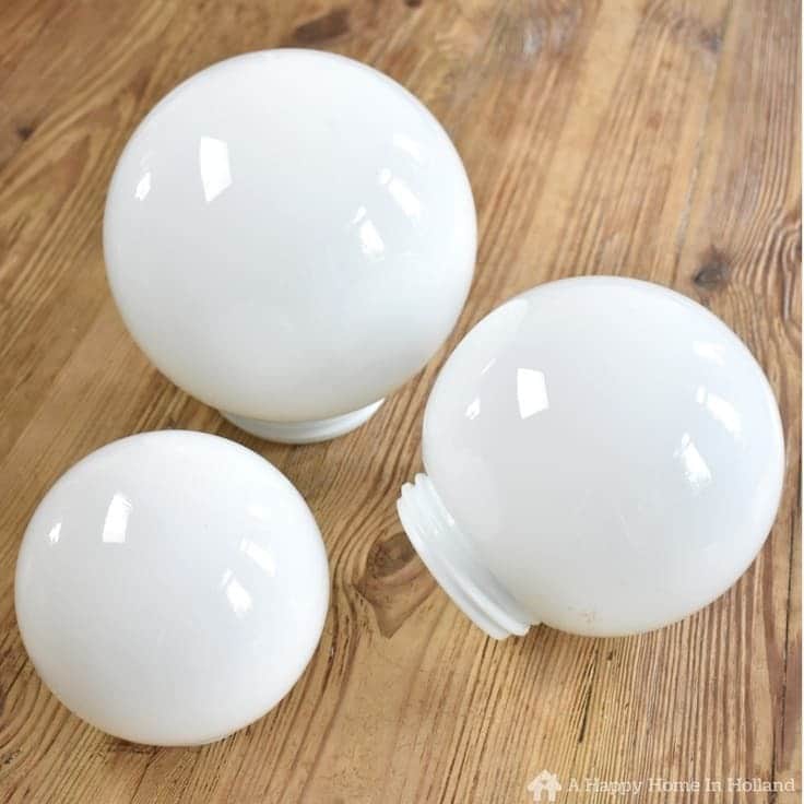 Upcycle project idea for old glass sphere light fittings.
