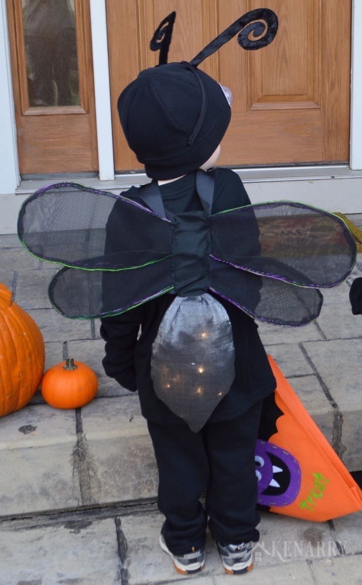 Make DIY wings for a child's Halloween costume. This sewing tutorial would work for any bug costume, but is especially designed to make a fire fly costume or lightning bug costume for kids.