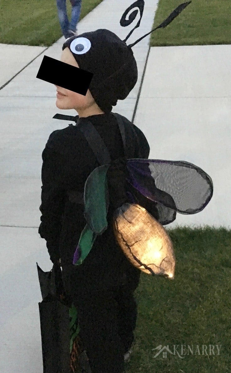This firefly costume for kids lights up at night to make it easier for a child to be seen on Halloween night. Learn how to make DIY wings for a lightning bug costume.