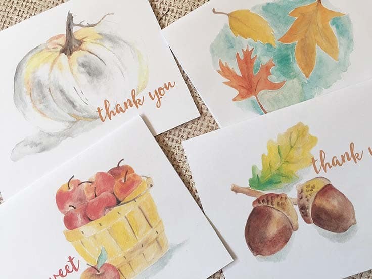 FREE fall watercolor note cards
