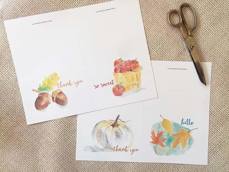 FREE fall watercolor note cards