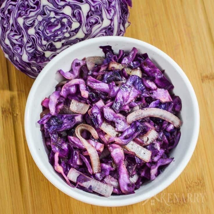 Sauté red cabbage with onion and seasonings to create a delicious side dish that goes great with any dinner. Your family will love this red cabbage recipe.