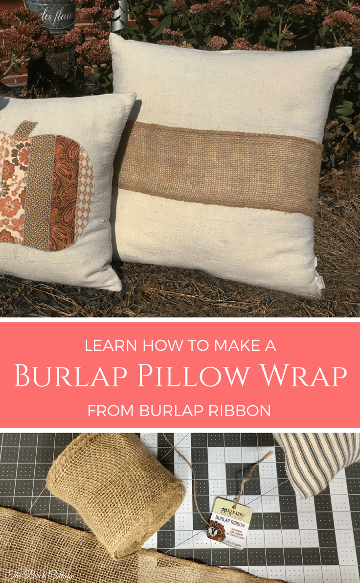 Make a No-Sew Burlap Pillow Wrap from Burlap Ribbon
