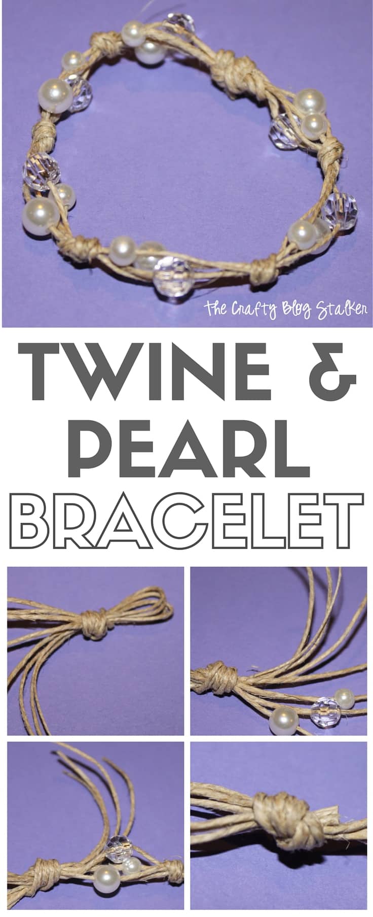 Twine and Pearl Bracelet – The Crafty Blog Stalker - Jute Craft Ideas / DIY Projects with Twine featured on Kenarry.com