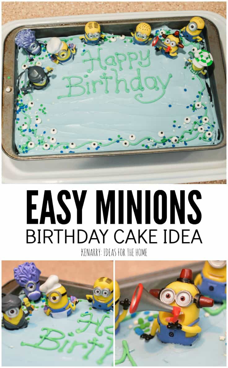 Calling all Minions fans! If you love the Despicable Me movies, this super easy Minions Birthday Cake decorating idea will be great for a kids birthday party.