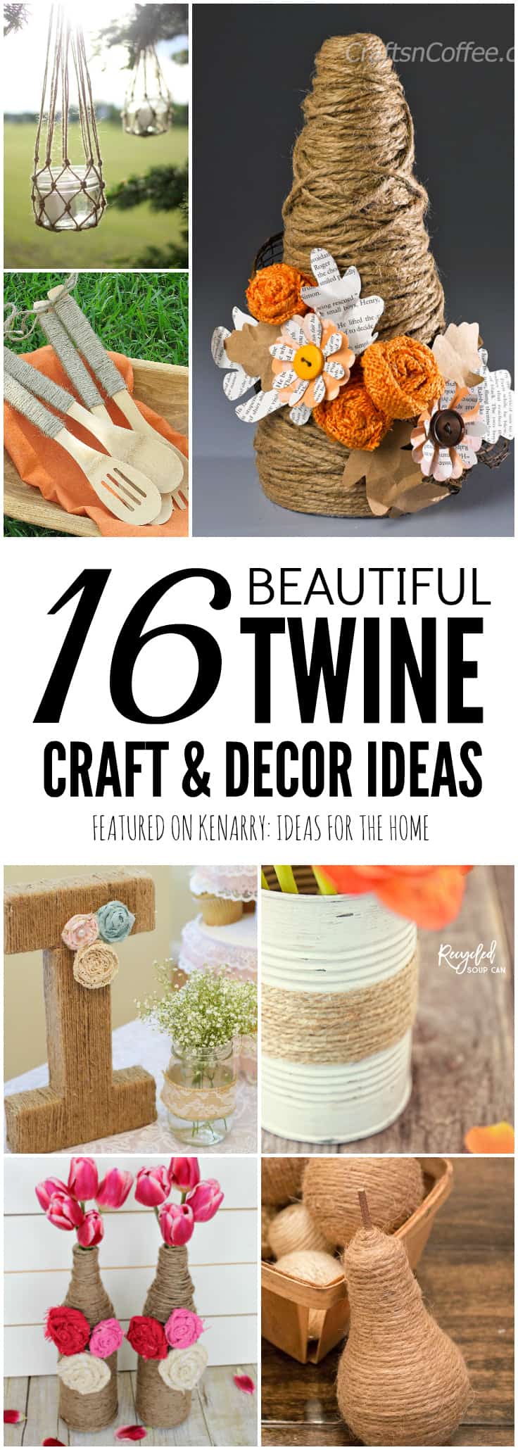 This collection of beautiful jute craft ideas includes 16 DIY projects you can make with burlap twine. If you love farmhouse style decor, you've got to check out these fun crafts.