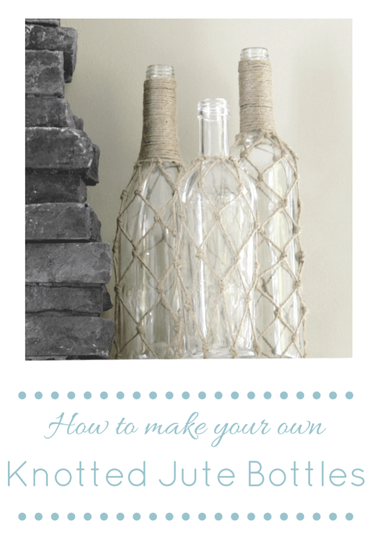 DIY Knotted Jute Bottles – Making It In the Mountains - Jute Craft Ideas / DIY Projects with Twine featured on Kenarry.com