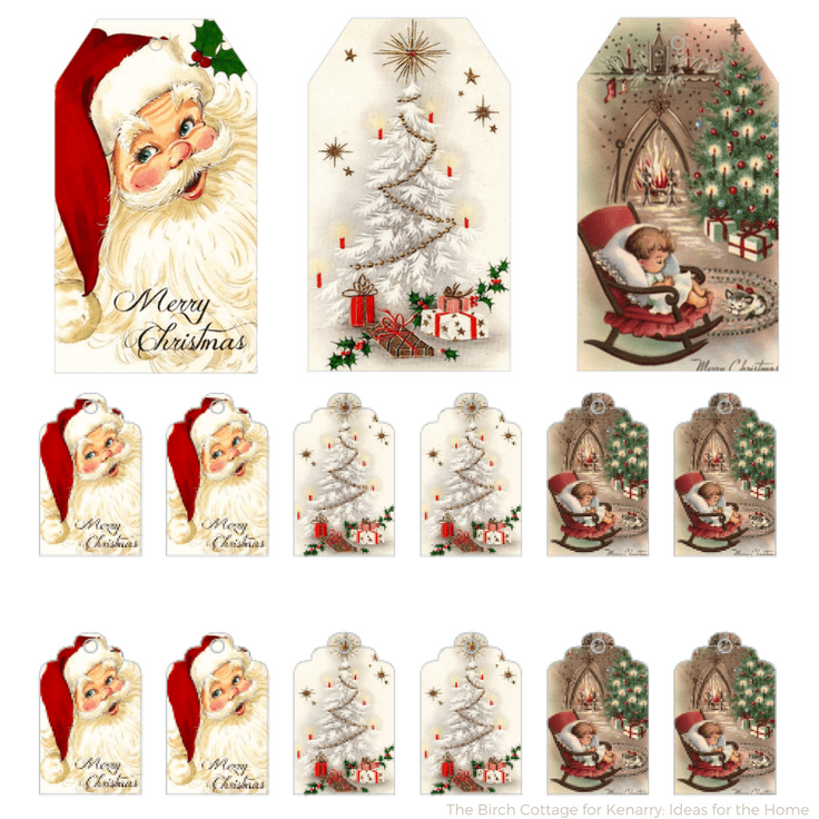 Set of 6 Hang Tags~Vintage Christmas Lace~Gift Tags~Scrapbook~Cards~#104R 
