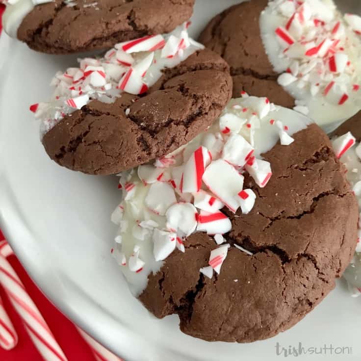 Chocolate Peppermint Cake Mix Cookies - By Trish Sutton - 14 Easy Dessert Recipes and Christmas Potluck Ideas featured on Kenarry.com